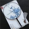 Seres Classic Round Fan,Wood Fan Rib&Semi-Transparent Silk Cloth,10+ Optional Patterns,Diameter 8.3in, (3.Bird on Blooms) view 2