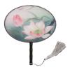 Seres Classic Round Fan,Wood Fan Rib&Semi-Transparent Silk Cloth,10+ Optional Patterns,Diameter 8.3in, (18.Lotus Blooms) view 1