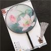 Seres Classic Round Fan,Wood Fan Rib&Semi-Transparent Silk Cloth,10+ Optional Patterns,Diameter 8.3in, (18.Lotus Blooms) view 2