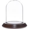 Plymor 2.5" x 3.5" Small Glass Display Dome Cloche (Dark Mahogany Veneer Base) view 1