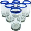 MexHandcraft Cobalt Blue Rim 9 oz Juice Glasses (set of 6), Recycled Glass, Lead-free, Toxin-Free (9 oz Juice) view 1