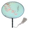 Classic Round Fan,Wood Fan Rib&Semi-Transparent Silk Cloth,10+ Optional Patterns,Diameter 8.3in, (17.Red Blooms) view 1