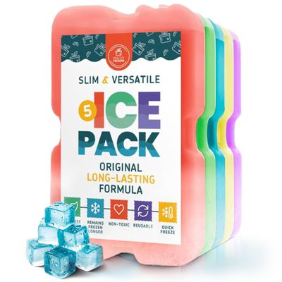 Healthy Packers Ice Packs for Lunch Boxes & Coolers | Slim Reusable 5-Pack