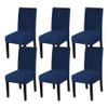 Turquoize Chair Covers for Dining Chairs Set of 6 Velvet Navy Blue Chair Slip Covers for Dining Chairs Stretch Removable Kitchen Chair Seat Covers for Dining Room, Hotel, Ceremony (6, Navy) view 1