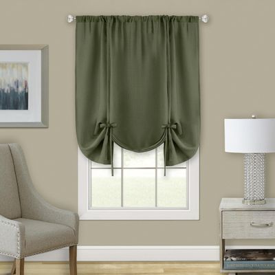 ACHIM Light Filtering Darcy Tie-Up Window Shade - 58 Inch Width, 63 Inch Length (Green) - Machine Washable & Easy to Clean Polyester Curtain Drape for Kitchen, Living, & Dining Room Home Decor