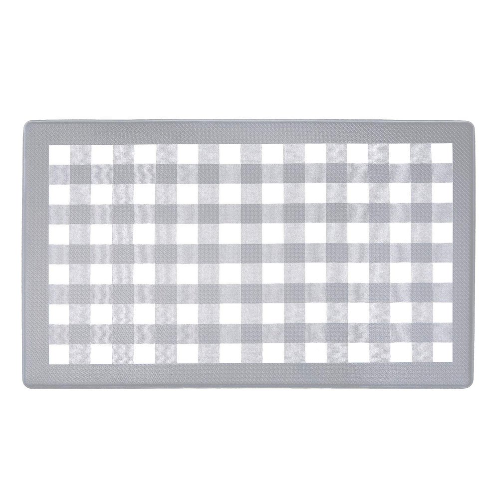 Anti-Fatigue Floor Comfort Mat - 18 x 30 Inch (Buffalo Check Grey) - Waterproof Non-Slip Rug - Easy to Clean Cushioned Mat for Kitchen, Bathroom, Standing Desk & Office - Achim Home Decor