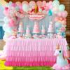 14ft Pink Tutu Tulle Table Skirt for Rectangle Round Tables Chiffon Table Cloth for 1st Birthday Party Decorations Baby Shower Girls Parties Cake Dessert Table Decorations Ruffle Table Skirting view 2