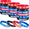 BBTO 48 Pieces Hockey Rubber Bracelets Silicone Hockey Wristband Stretch Rubber Bracelets for Sport Themed Party Supplies view 1