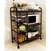 ZY Trolley Metal Utility Rack with 3 Storage Mesh Shelves, Easy Assembly Rolling Bar Cart, for Kitchen Pantry Office Garage view 1