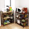 ZY Trolley Metal Utility Rack with 3 Storage Mesh Shelves, Easy Assembly Rolling Bar Cart, for Kitchen Pantry Office Garage view 2