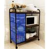 ZY Trolley Metal Utility Rack with 3 Storage Mesh Shelves, Easy Assembly Rolling Bar Cart, for Kitchen Pantry Office Garage view 3