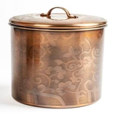 NuSteel Etched Antique Copper 1.5 QT Stainless Steel Canister, Beautiful Food Storage Container for Kitchen Counter, Tea, Sugar, Coffee, Caddy, Flour Canister with Rubber Seal lid,TG-1392AC-1.5