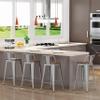 Alunaune 26" Metal Bar Stools Set of 4 Industrial Counter Stool Kitchen Counter Height Bar Stools with Back Wooden Seat-Silver view 4