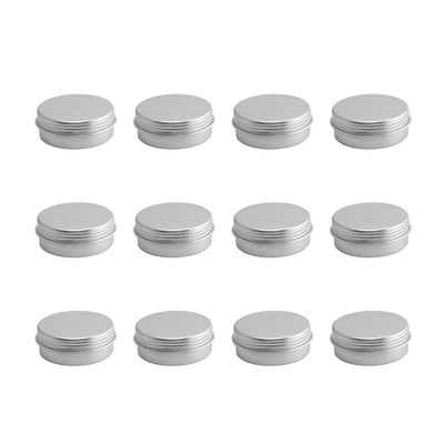 Othmro 12Pcs Metal Round Tins 1.7oz Aluminum Cans 50ml Refillable Containers With Screw Lid for Salve Spices Lip Balm Tea Candies Silver 5728mm