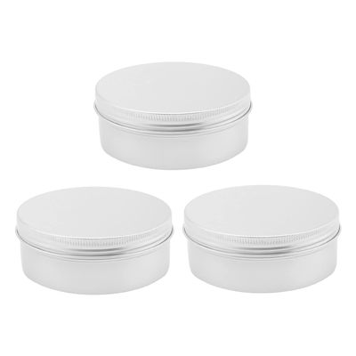 Othmro 3Pcs 6.8oz Metal Round Tins Aluminum Tin Cans Jar Refillable Containers 200ml Tin Cans Tin Container Bottle with Screw Lid for Salve Spices Lip Balm Tea Candies Silver 9245mm