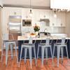 Alunaune 24 Metal Bar Stools Set of 4 Industrial Counter Stool Kitchen Counter Height Bar Stools with Back Wooden Seat-Silver view 3