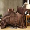 Comfort Bed Store Luxurious Soft Satin 4 Piece (1 Flat Sheet + 1 Fitted Sheet + 2 Pillow Cases) Comfortable Bed Sheet Set with 21 inches Deep Pocket, Chocolate, Twin XL view 2