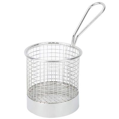 Fdit Stainless Steel Round French Fry Basket, 8cm Diameter, 9cm Height, with Handle, for Deep-Fried Chips Snacks Desserts