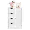 Bathroom Floor Cabinet, Wooden Side Storage Organizer Cabinet with 4 Drawer and 1 Cupboard, Freestanding Unit for Better Homes and Gardens Office, Ivory White view 1