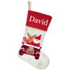 DearSun 18" Dia Personalized Christmas Stocking with Embroidered Names, Reindeer and Santa in Car Designs Quality Linen Stockings for Holiday Family Decor (Reindeer and Santa in Car) view 1