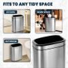 Alpine Stainless Steel Open Top Trash Can 5 Gallon - 20L Garbage Can for Kitchen, Bathroom, Office & More with Removable Bin, Brushed Nickel Finish, Space-Saving Slim Modern Design view 2