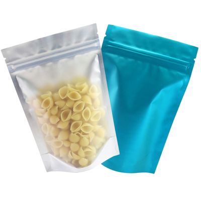 QQ Studio Pack of 100 Translucent/Silver/Color Stand-Up Resealable Zipper Pouch (3.9" x 5.9", Matte Blue)