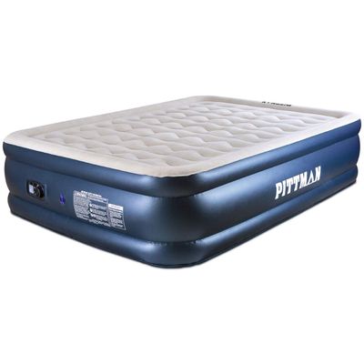 AirBedz by Pittman Outdoors Air Mattress - Indoor Outdoor with Built-in Air Pump, Queen Size, 20" Tall, Wave Beam Pattern, Carry Bag and Repair Kit Included
