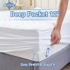 Abstract Quilted Fitted Mattress Cover - Breathable Soft Cotton Cooling Mattress Protector - Pillow Topper Bed Protector - 54"x75" Full, White view 4