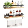 AMADA HOMEFURNISHING Bathroom Shelves with Towel Bar, Floating Shelves, Wall Shelves for Bathroom/Living Room/Kitchen/Bedroom, Light Brown, Set of 2 - AMFS01 view 1