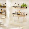 AMADA HOMEFURNISHING Bathroom Shelves with Towel Bar, Floating Shelves, Wall Shelves for Bathroom/Living Room/Kitchen/Bedroom, Light Brown, Set of 2 - AMFS01 view 2