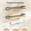 AMADA HOMEFURNISHING Bathroom Shelves with Towel Bar, Floating Shelves, Wall Shelves for Bathroom/Living Room/Kitchen/Bedroom, Light Brown, Set of 2 - AMFS01 view 3