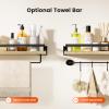AMADA HOMEFURNISHING Bathroom Shelves with Towel Bar, Floating Shelves, Wall Shelves for Bathroom/Living Room/Kitchen/Bedroom, Light Brown, Set of 2 - AMFS01 view 4