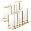 NIUBEE 12Pack 4 x 6 Clear Acrylic Wedding Table Number Holder Stands with Gold Borders, Double Sided Gold Picture Frames Sign Holder for Restaurant Table Menu Recipe Cards Photo Display view 1