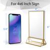 NIUBEE 12Pack 4 x 6 Clear Acrylic Wedding Table Number Holder Stands with Gold Borders, Double Sided Gold Picture Frames Sign Holder for Restaurant Table Menu Recipe Cards Photo Display view 2