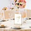 NIUBEE 12Pack 4 x 6 Clear Acrylic Wedding Table Number Holder Stands with Gold Borders, Double Sided Gold Picture Frames Sign Holder for Restaurant Table Menu Recipe Cards Photo Display view 3