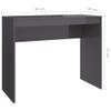 vidaXL 35.4" Engineered Wood Desk - Space-Saving and Modern Design, Easy to Clean, Suitable for Office and Home Use  High Gloss Gray view 3