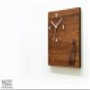Solid Wood Wall Clock - Hare - Wood Laser Engraved - Massive Wood Iroko - African Teak - Contemporary Wall Mounted Clock view 2