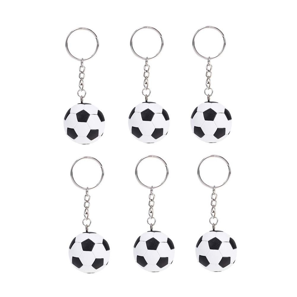 LIOOBO 6 Pcs Soccer Keychains Football Key Ring Key Pendant for Bag Car Party Favors School Carnival Reward Party Bag Fillers