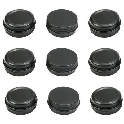 Othmro 18Pcs 0.5oz Metal Round Tins Aluminum Tin Cans Jar Refillable Containers 80ml Tin Cans Tin Bottles Containers with Screw Lid for Salve Spices Lip Balm Tea Candies Black 1.570.7inch