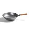 AIZYR Hand Hammered Wok, Carbon Steel Pow Wok - with Wooden and Steel Helper Handle, Traditional Round Bottom Wok, Non-Stick Pan,Earless,36cm view 1