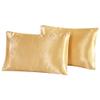 Comfort Bed Store Luxurious Soft Satin 5 Piece (1 Flat Sheet + 1 Fitted Sheet + 1 Duvet Cover + 2 Pillow Cases) Comfortable Bed Sheet Set with 18 inches Deep Pocket, Gold, Queen view 2