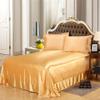Comfort Bed Store Luxurious Soft Satin 5 Piece (1 Flat Sheet + 1 Fitted Sheet + 1 Duvet Cover + 2 Pillow Cases) Comfortable Bed Sheet Set with 18 inches Deep Pocket, Gold, Queen view 3