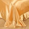 Comfort Bed Store Luxurious Soft Satin 5 Piece (1 Flat Sheet + 1 Fitted Sheet + 1 Duvet Cover + 2 Pillow Cases) Comfortable Bed Sheet Set with 18 inches Deep Pocket, Gold, Queen view 4