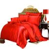 Comfort Bed Store Luxurious Soft Satin 5 Piece (1 Flat Sheet + 1 Fitted Sheet + 1 Duvet Cover + 2 Pillow Cases) Comfortable Bed Sheet Set with 18 inches Deep Pocket, Red, Queen view 1