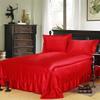 Comfort Bed Store Luxurious Soft Satin 5 Piece (1 Flat Sheet + 1 Fitted Sheet + 1 Duvet Cover + 2 Pillow Cases) Comfortable Bed Sheet Set with 18 inches Deep Pocket, Red, Queen view 3