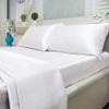 Comfort Bed Store Luxurious Soft Satin 5 Piece (1 Flat Sheet + 1 Fitted Sheet + 1 Duvet Cover + 2 Pillow Cases) Comfortable Bed Sheet Set with 18 inches Deep Pocket, White, Queen view 2