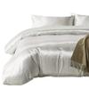 Comfort Bed Store Luxurious Soft Satin 5 Piece (1 Flat Sheet + 1 Fitted Sheet + 1 Duvet Cover + 2 Pillow Cases) Comfortable Bed Sheet Set with 18 inches Deep Pocket, White, Queen view 3