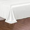 Comfort Bed Store Luxurious Soft Satin 5 Piece (1 Flat Sheet + 1 Fitted Sheet + 1 Duvet Cover + 2 Pillow Cases) Comfortable Bed Sheet Set with 18 inches Deep Pocket, White, Queen view 4