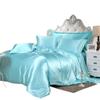 Comfort Bed Store Luxurious Soft Satin 5 Piece (1 Flat Sheet + 1 Fitted Sheet + 1 Duvet Cover + 2 Pillow Cases) Comfortable Bed Sheet Set with 18 inches Deep Pocket, Sky Blue, Queen view 1