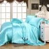 Comfort Bed Store Luxurious Soft Satin 5 Piece (1 Flat Sheet + 1 Fitted Sheet + 1 Duvet Cover + 2 Pillow Cases) Comfortable Bed Sheet Set with 18 inches Deep Pocket, Sky Blue, Queen view 2